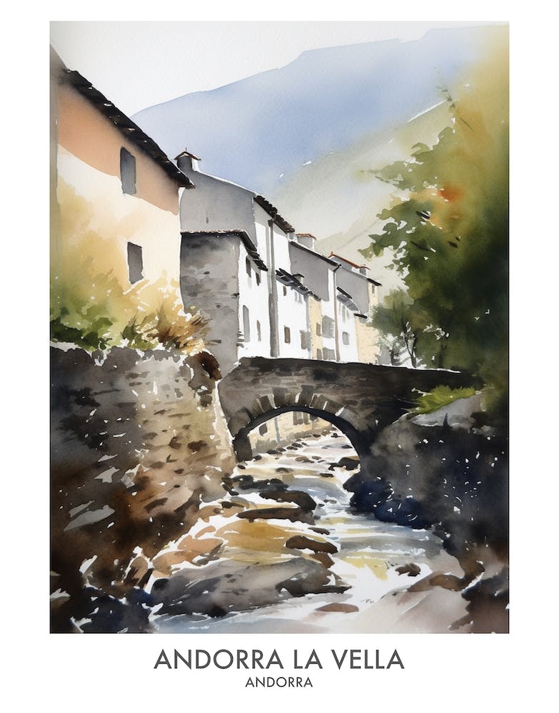 Andorra 1 Watercolour Travel Poster