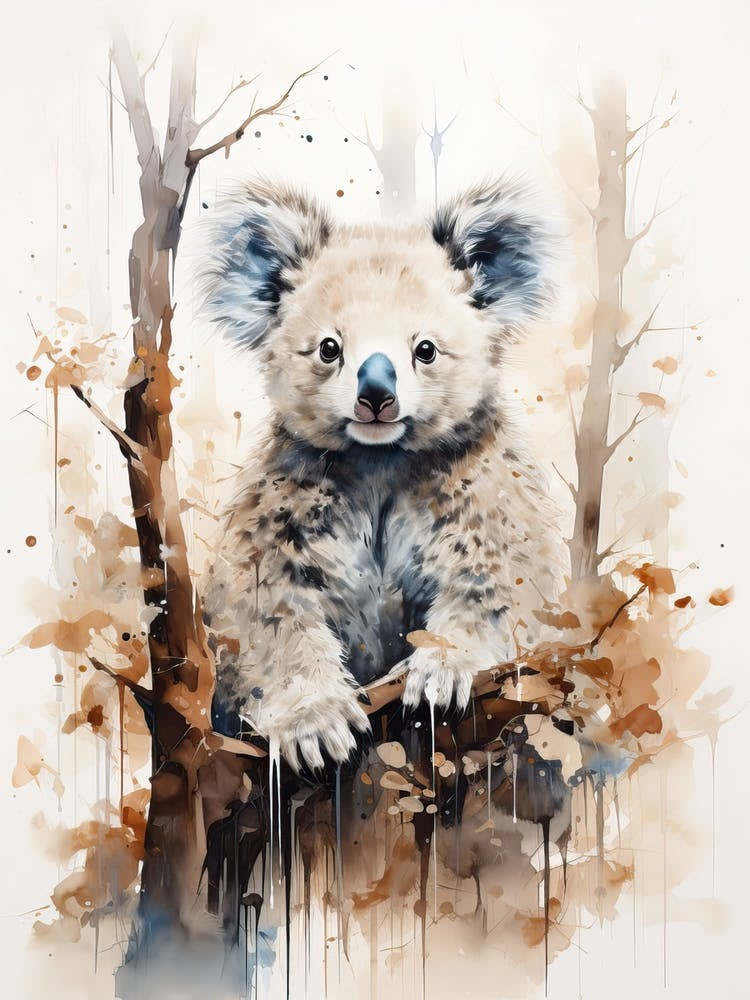 Koala, Japanese Brush Painting, Ukiyo E, Minimal 3