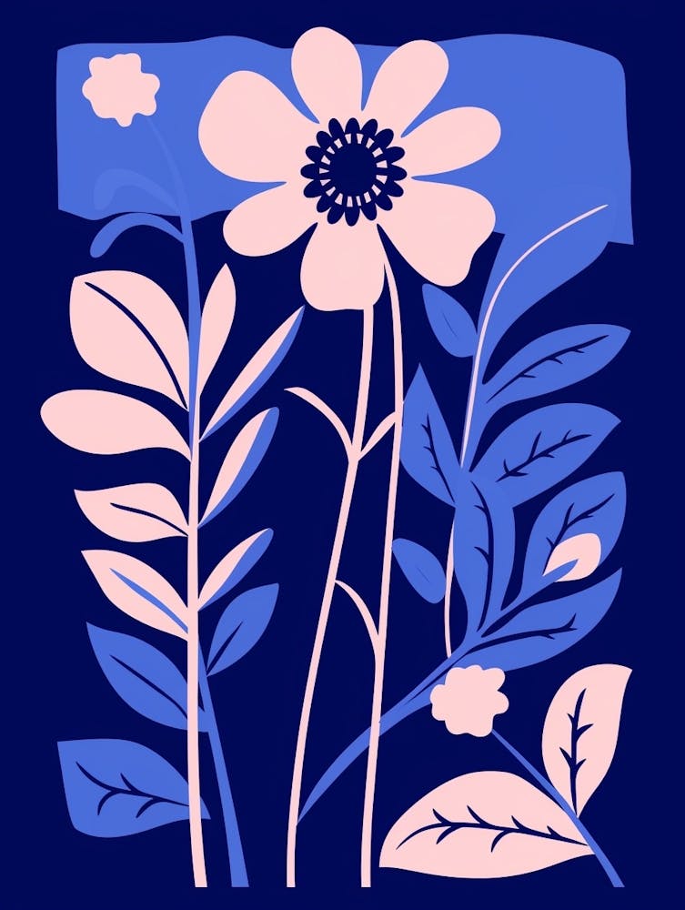 Blue Flower Illustration Daisy 2