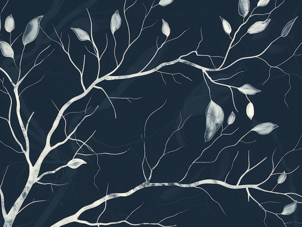 Baumäste auf blauem Hintergrund