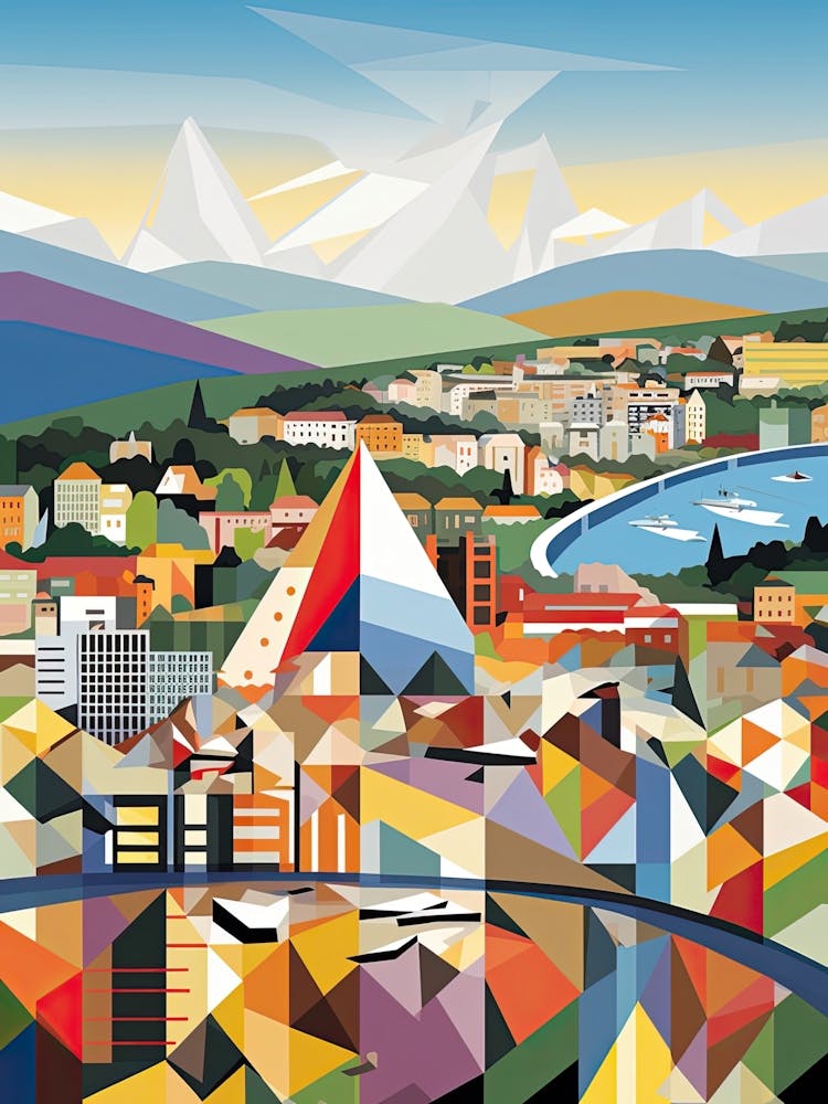 Stuttgart, Germany, Geometric Illustration 4