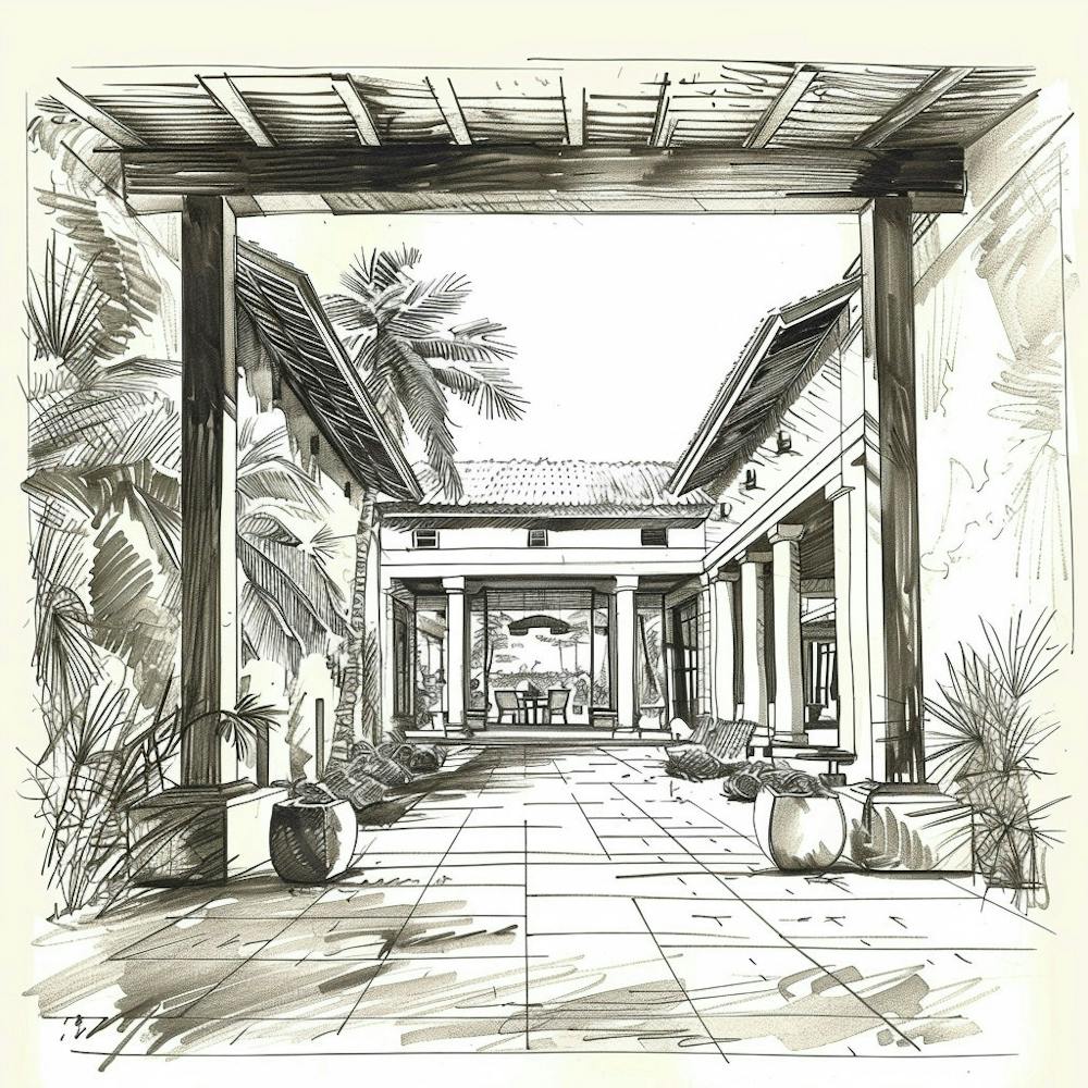 Sketch Of A Courtyard