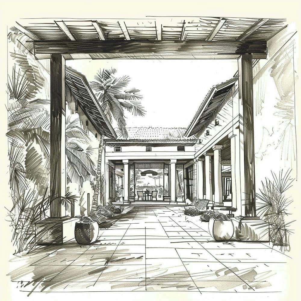 Sketch Of A Courtyard
