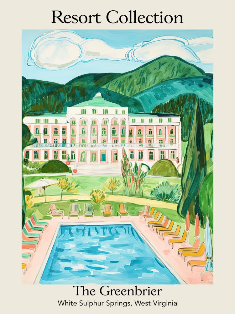 Poster Of The Greenbrier   White Sulphur Springs, West Virginia   Resort Collection Storybook Illustration 3