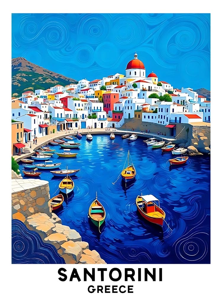 Santorini - Griechenland Vintage Reiseposter 41