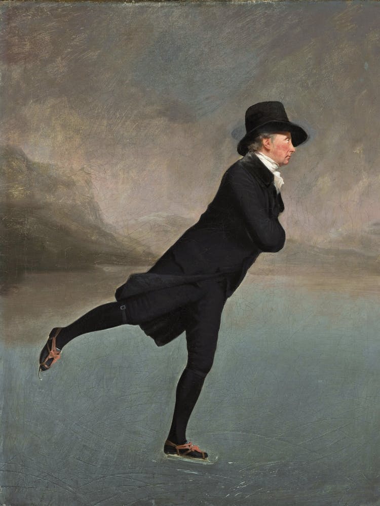 The Reverend Robert Walker Skating - The Skating Minister by Sir Henry Raeburn (1790) | Winter Print | ice skating art | frozen river art | famous winter art | realism | male ice skater | man skating