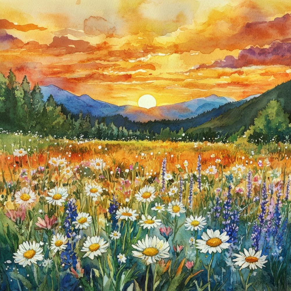 Sonnenuntergang auf der Wiese 4