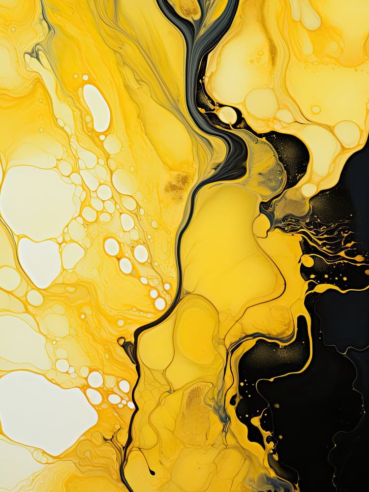 Yellow And Black Flow Asbtract Painting 1