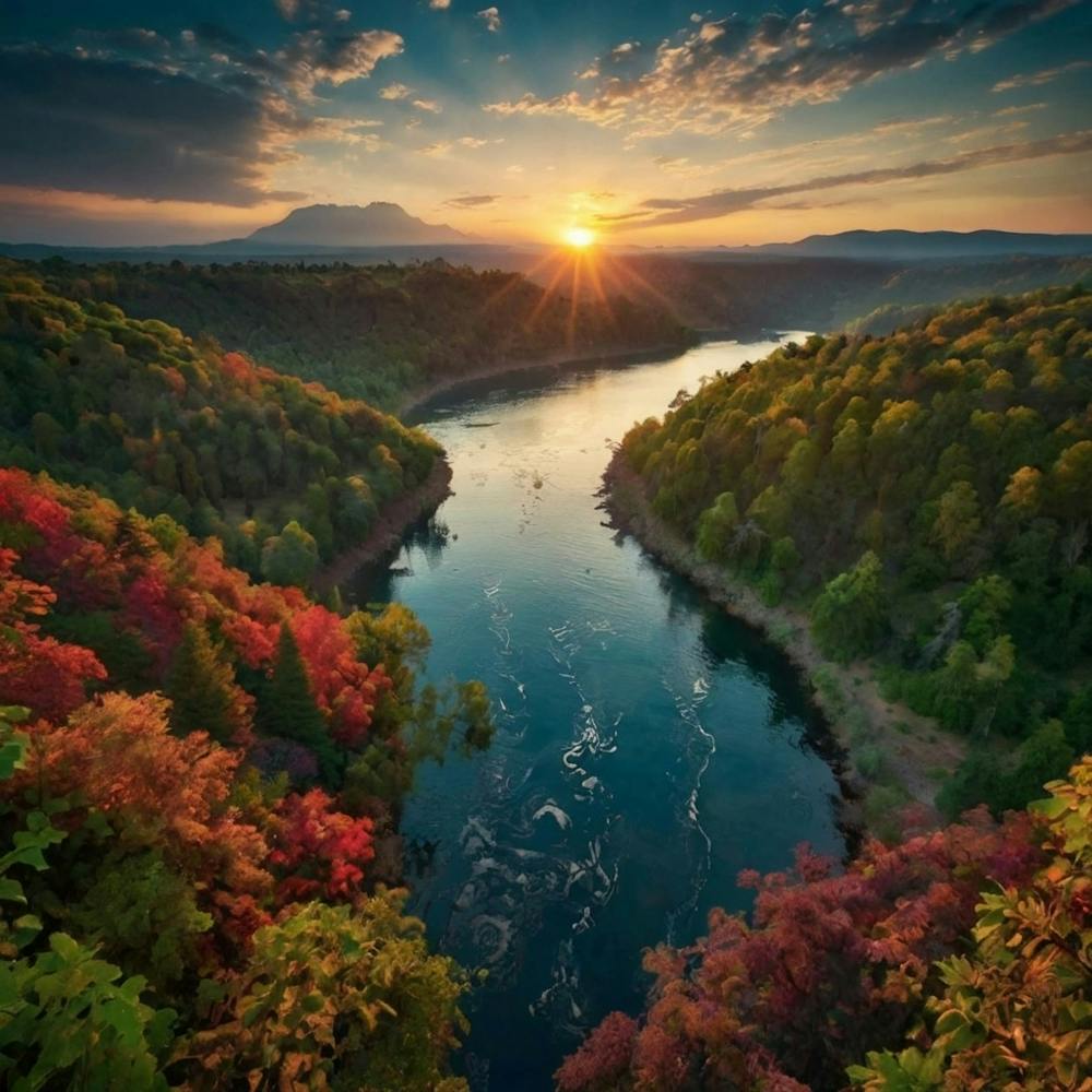 Sunset Over The River