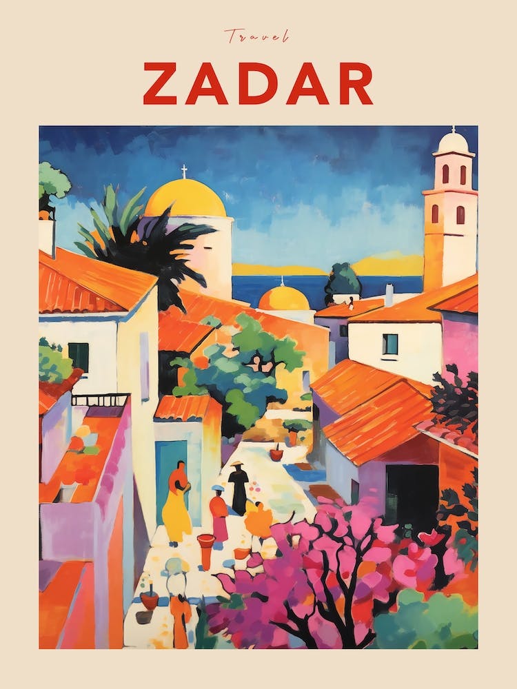 Zadar Croatia Fauvist Travel Poster