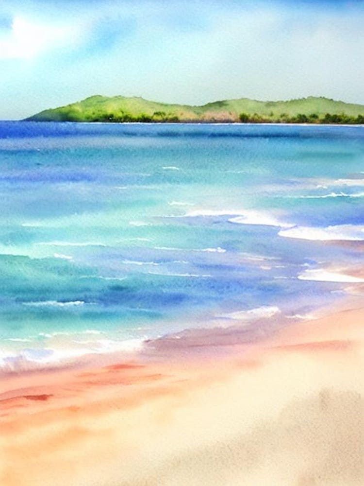 Nusa Dua Beach 2, Bali, Indonesia Watercolour