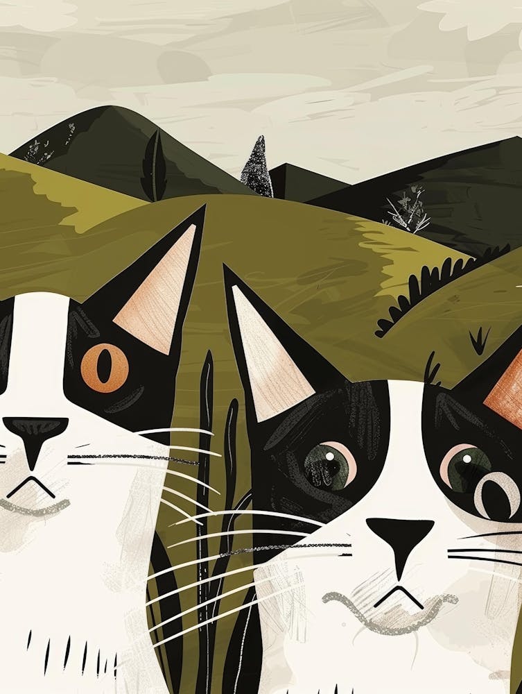 Two Cats In A Field