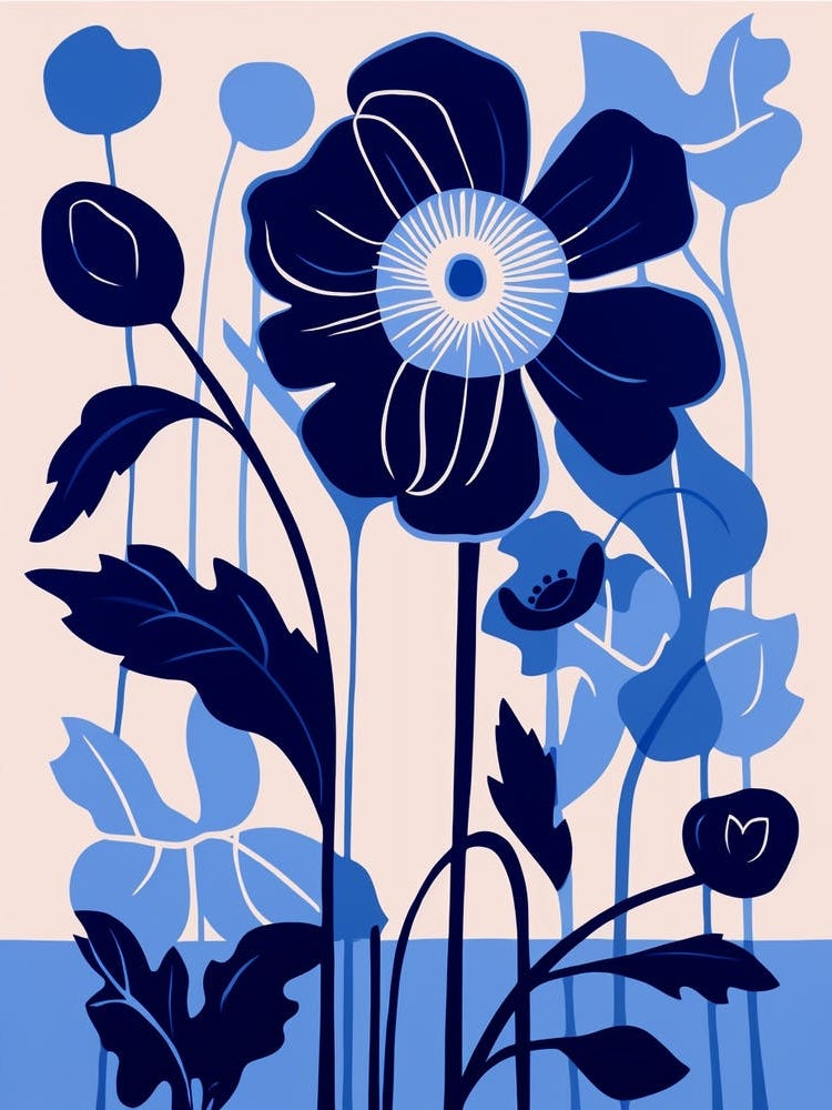 Blue Flower Illustration Oxeye Daisy 2
