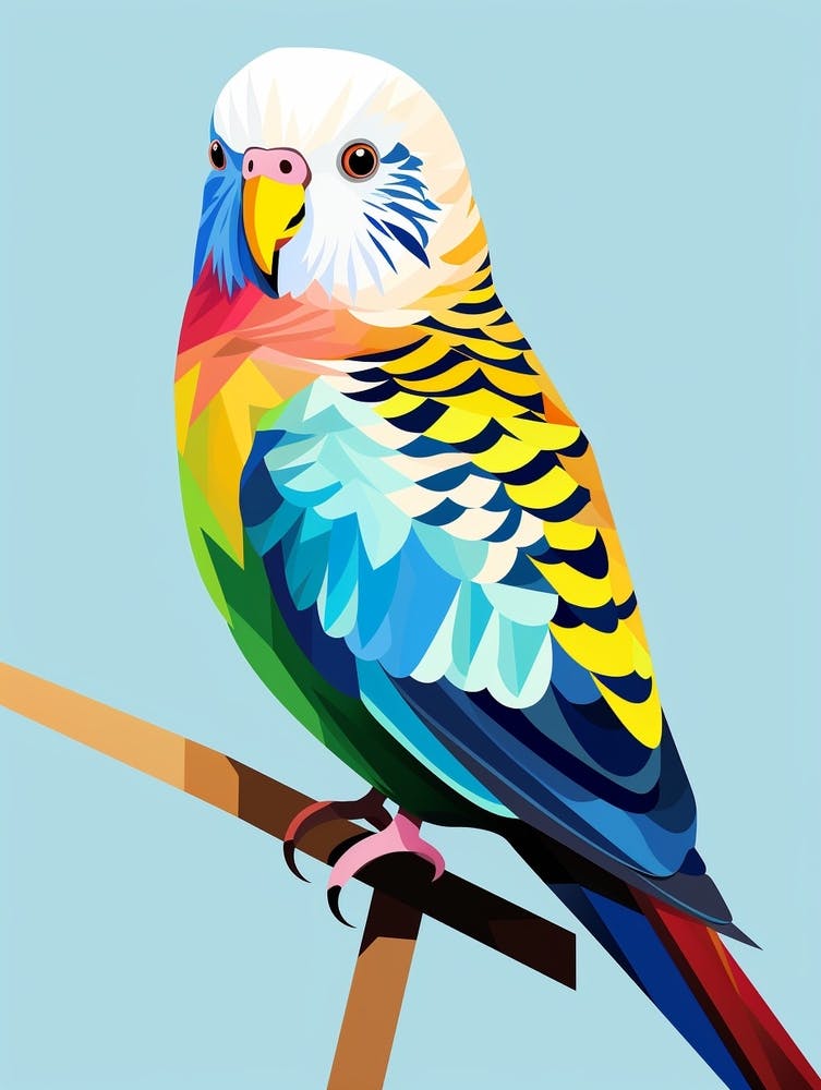 Colourful Geometric Bird Budgerigar 4