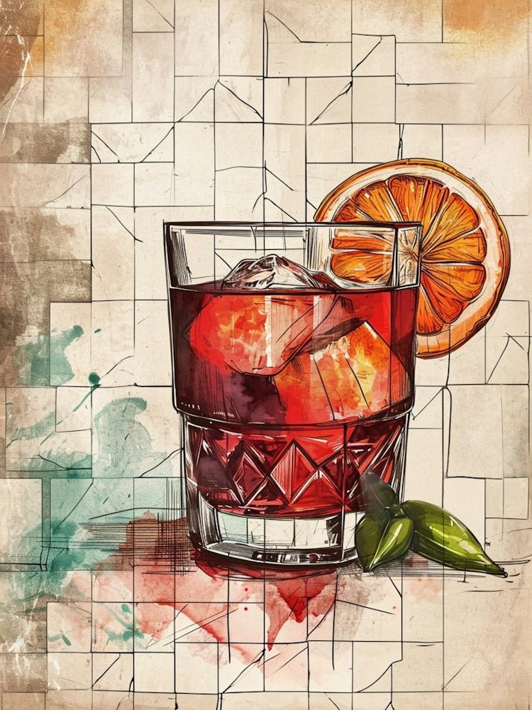 Selection Of Negroni Linework Illustration 2