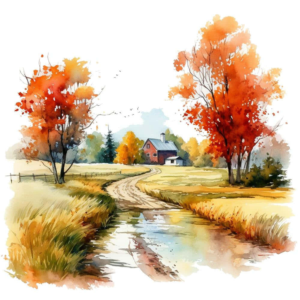 Watercolor Autumn Watercolor Painting