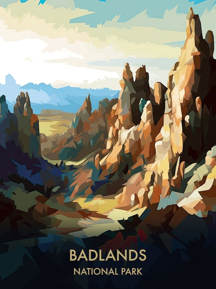 Badlands National Park Travel Poster Illustration Style 2