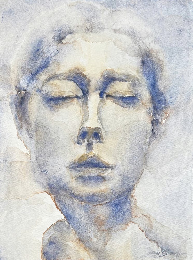 WAtercolor Figure Study, Watercolor on cotton paper