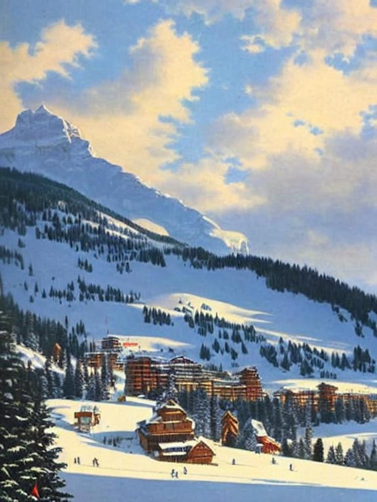Avoriaz, France Ski Resort Vintage Landscape 1 Skiing Poster