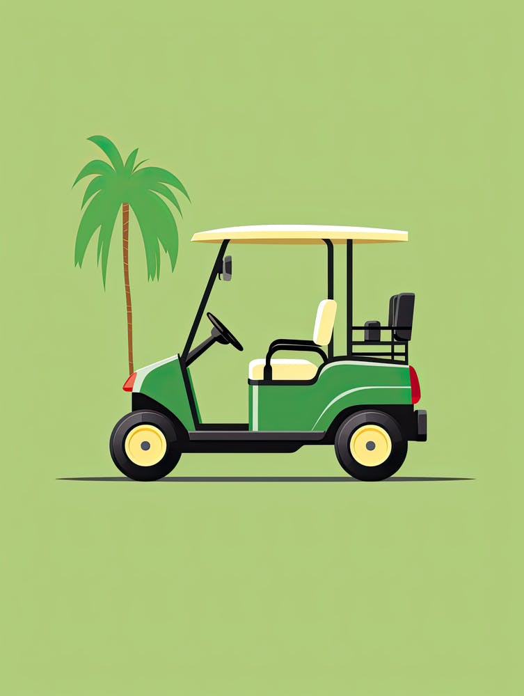 Golf Cart With Palm Tree