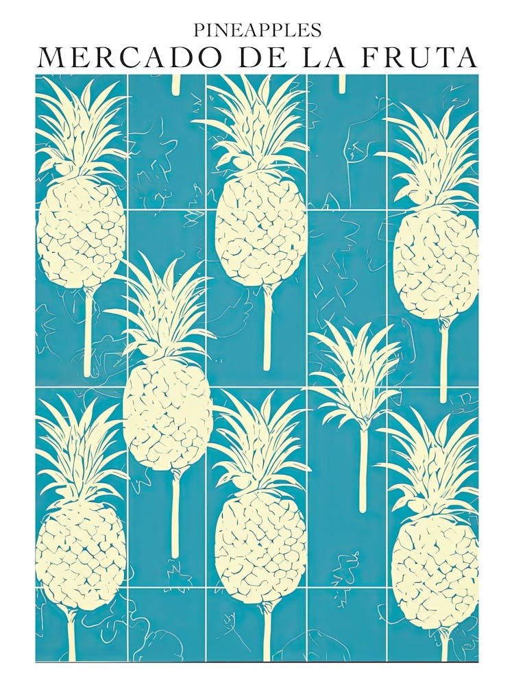 Mercado De La Fruta Pineapples Illustration 1 Poster