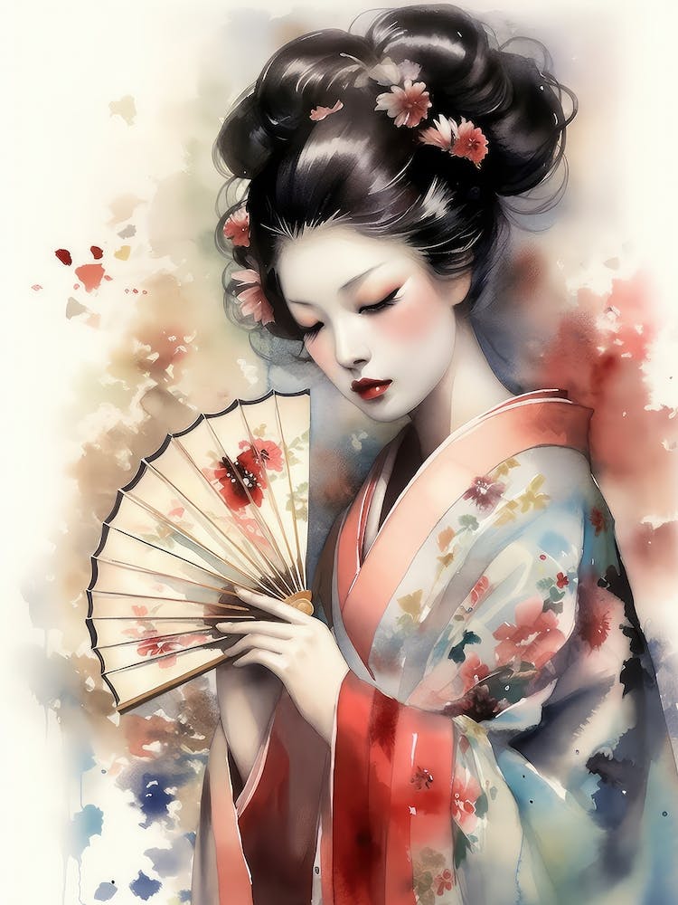 Beautiful Geisha with Fan 1
