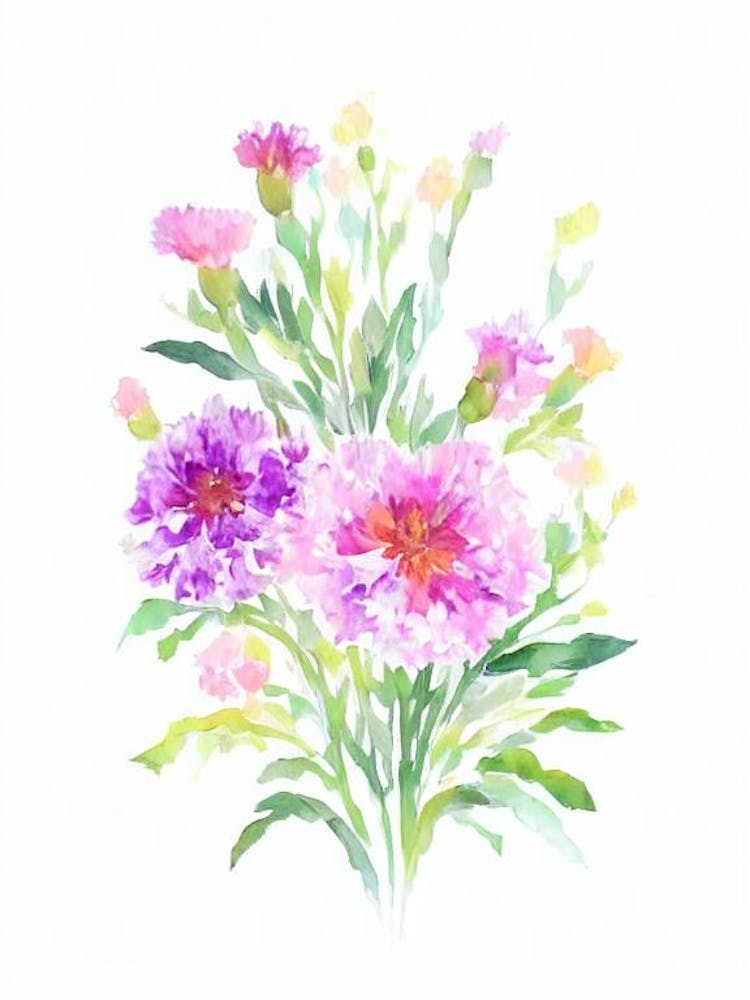 Carnations Watercolour Flower