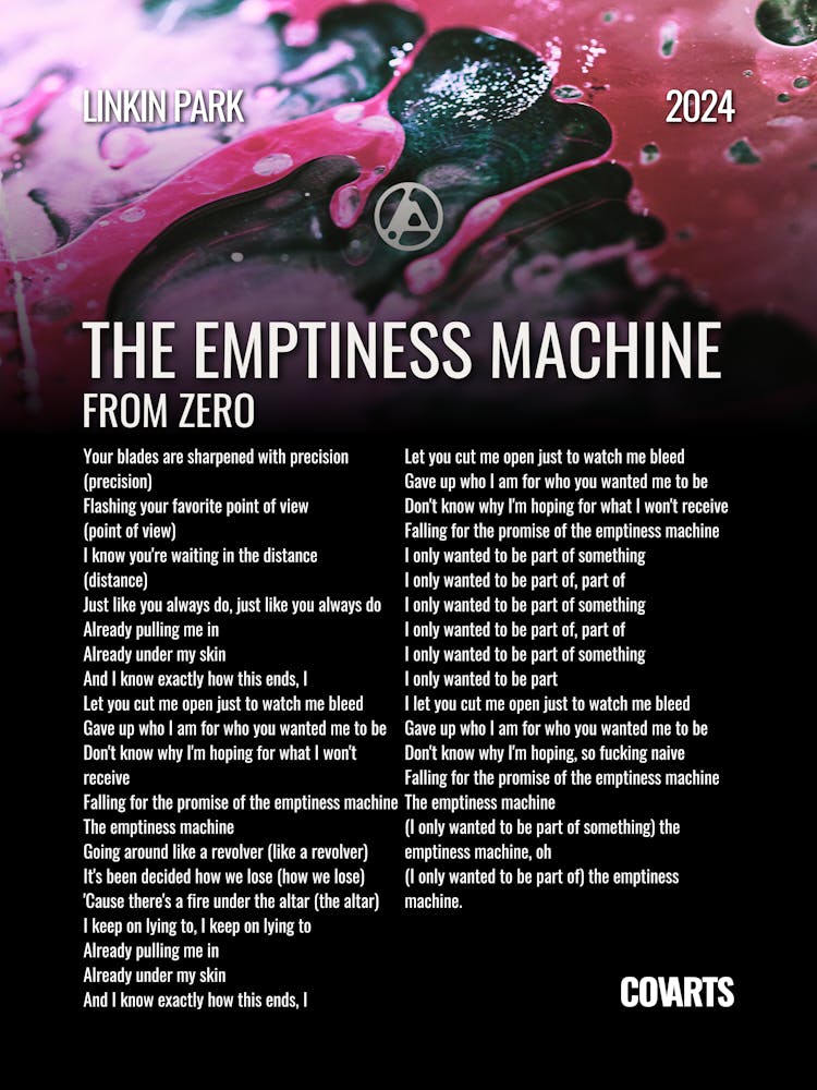 The Emptiness Machine - Linkin Park - Lyrics Poster