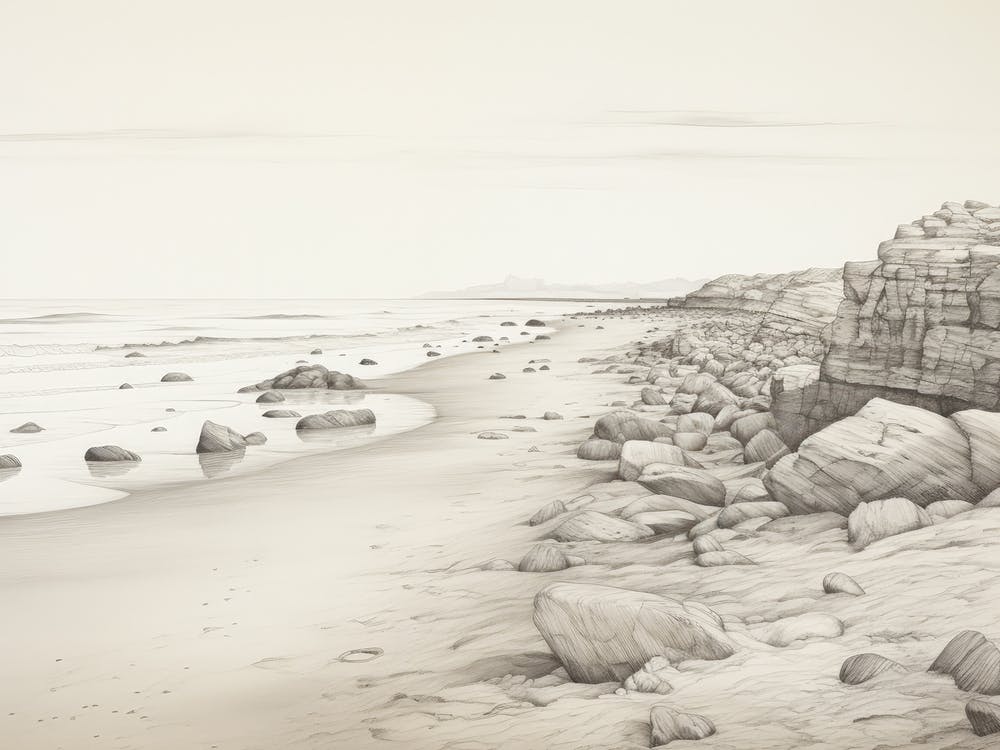 Vintage Coastline Sketch