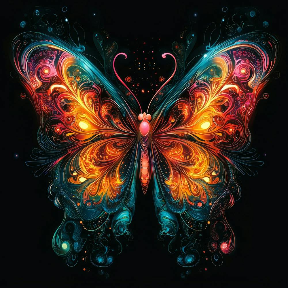 Radiant Butterfly With Intricate Wing Patterns.Generated AI. Wall 1