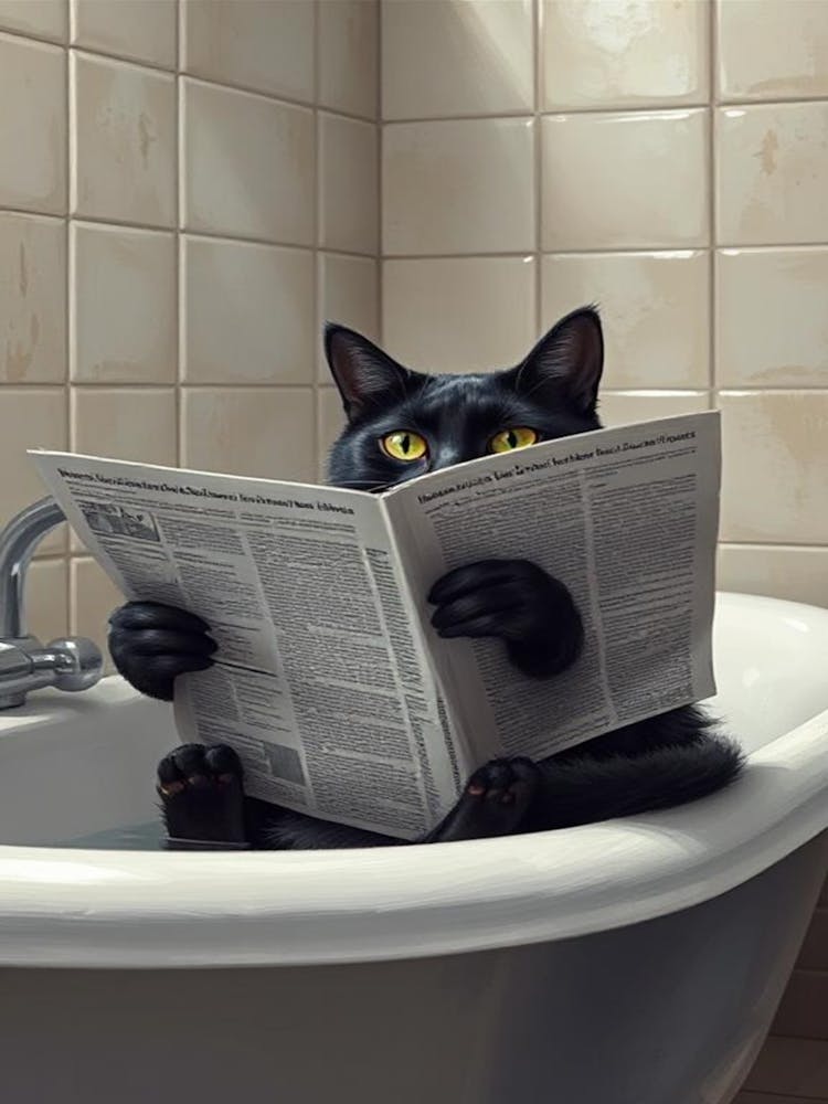 Cat Reading Newspaper 3