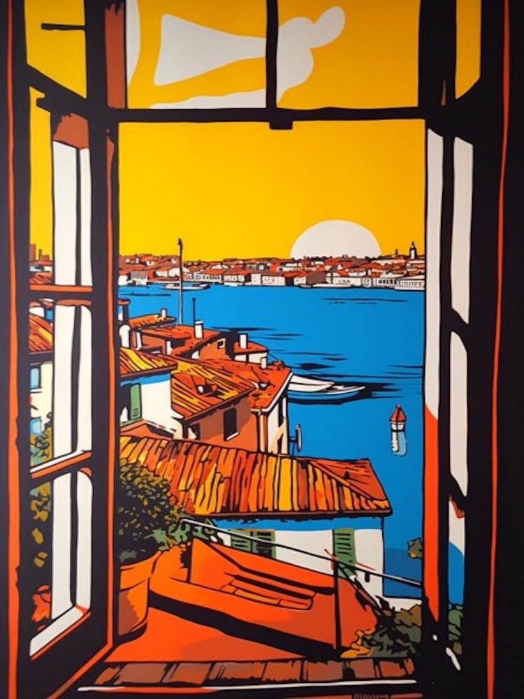 Ein Fensterblick auf Venedig im Stil der Pop Art 4