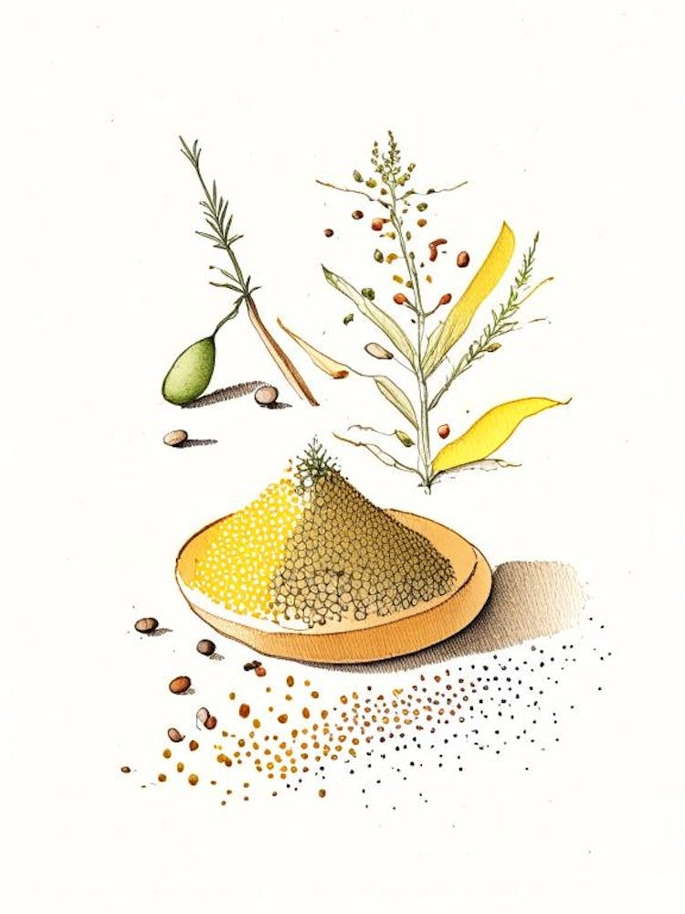 Mustard Seed Spices And Herbs Pencil Illustration 5