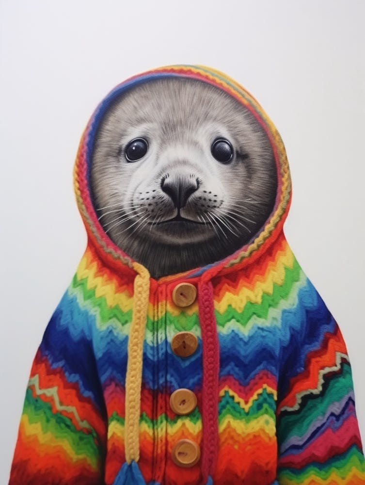 Phoque bébé portant un pull