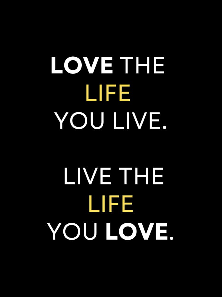 Love The Life You Live Live The Life You Love