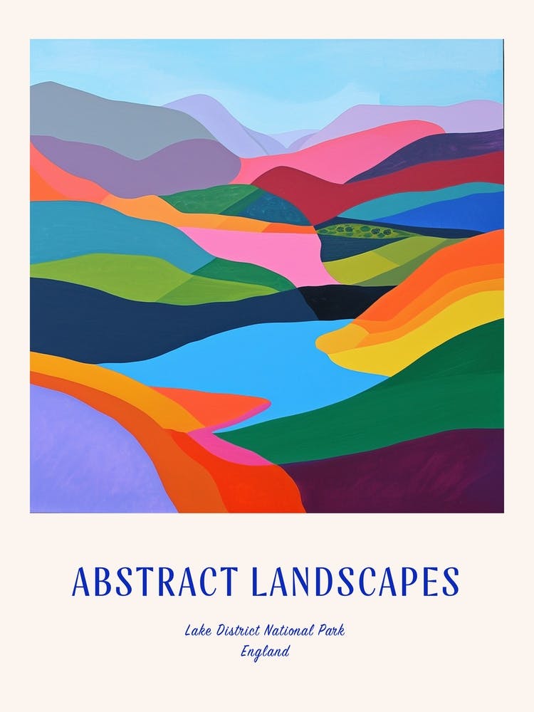 Colourful Abstract Lake District National Park England 2 Poster Blue