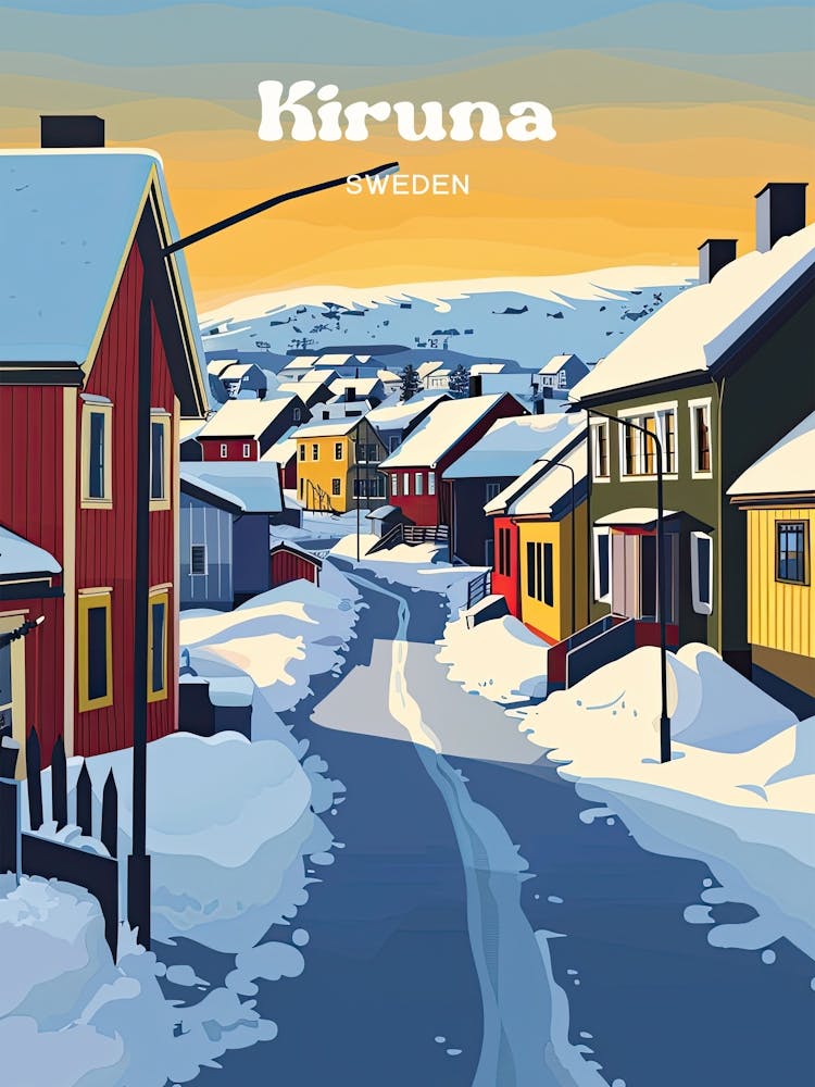 Kiruna Sweden Streetview Digital Travel Art