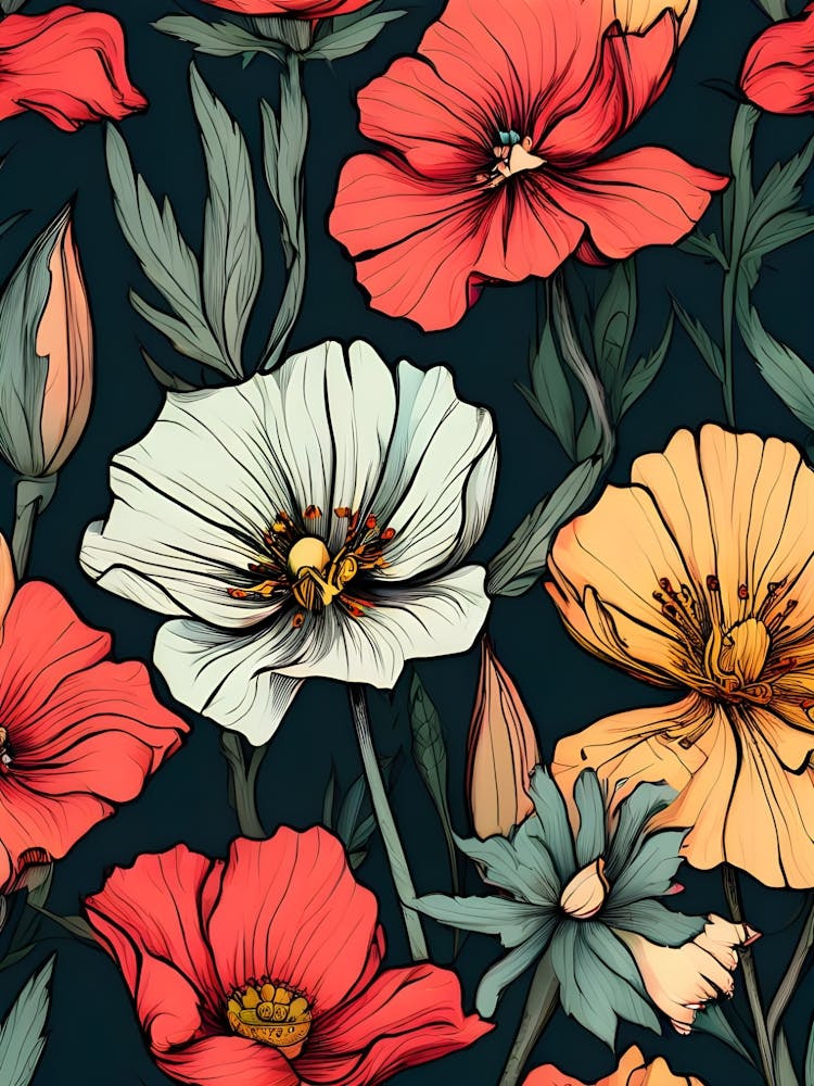 Seamless Pattern With Flowers 2