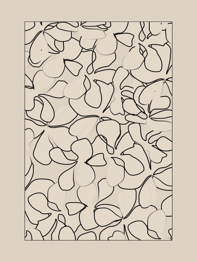 Floral Lines on Beige