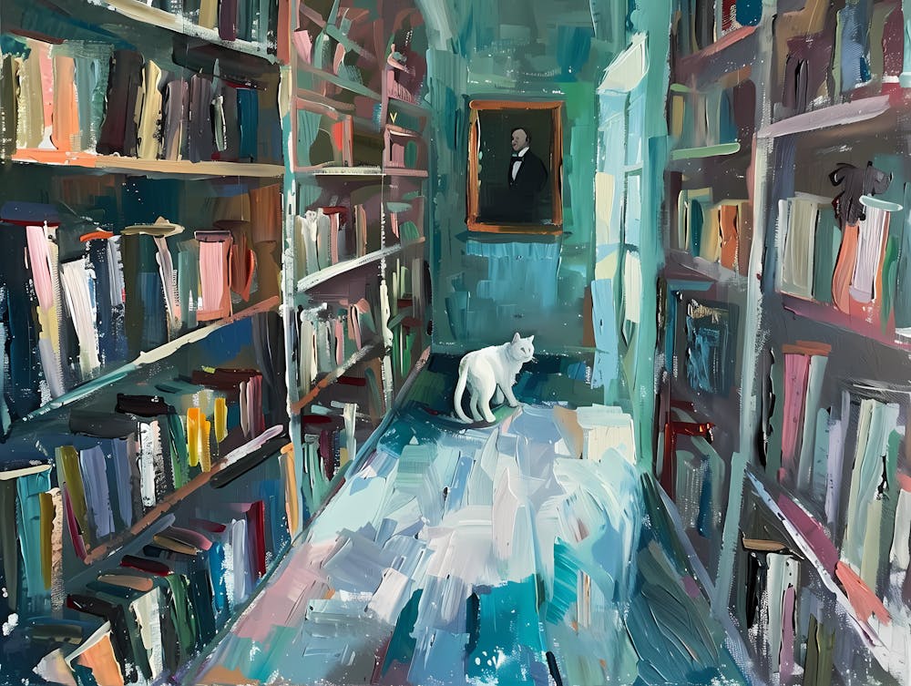 White Cat In The library - Wandering
