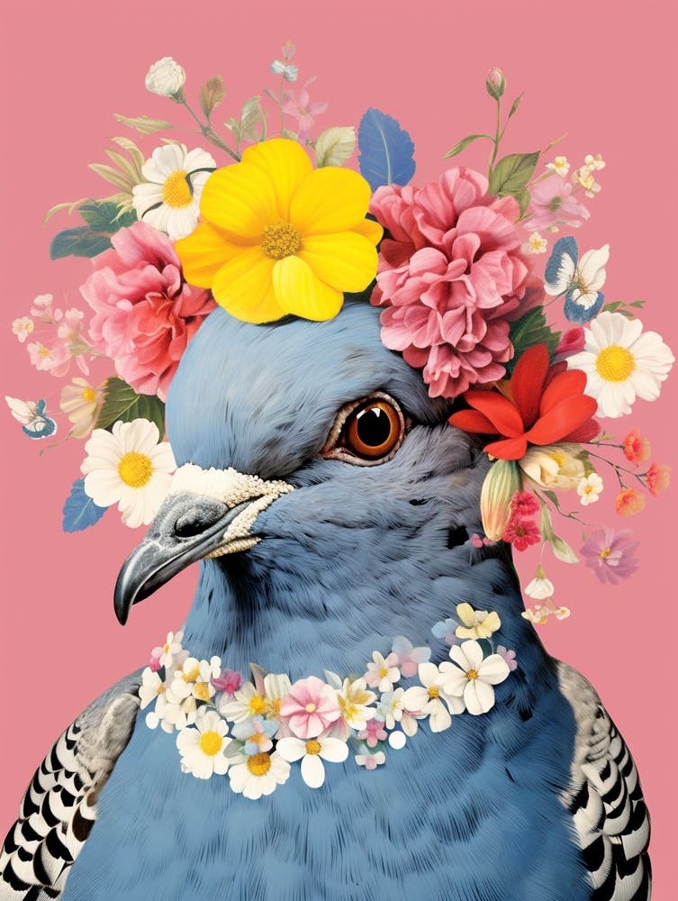 Bird With A Flower Crown Pigeon 1