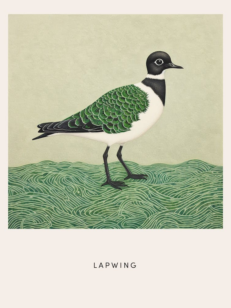 Ohara Koson Inspired Bird Painting Lapwing 1 Poster