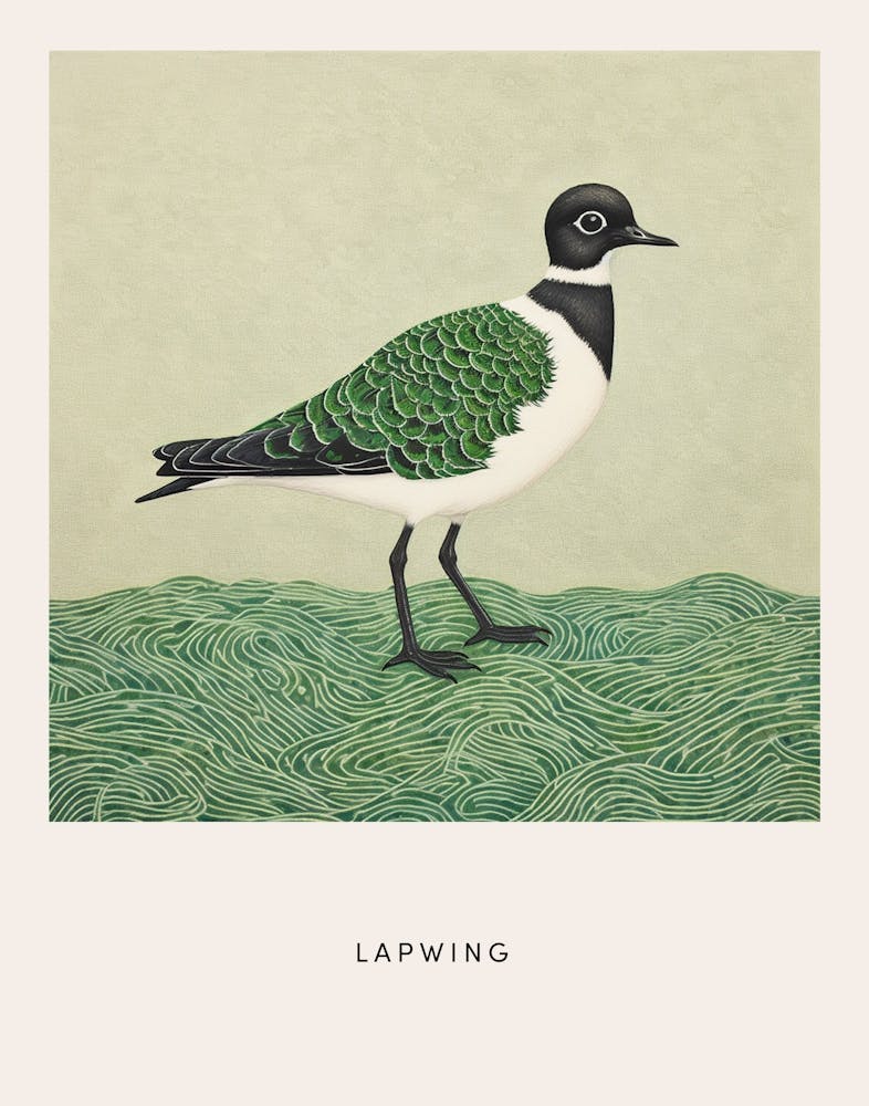 Ohara Koson Inspired Bird Painting Lapwing 1 Poster