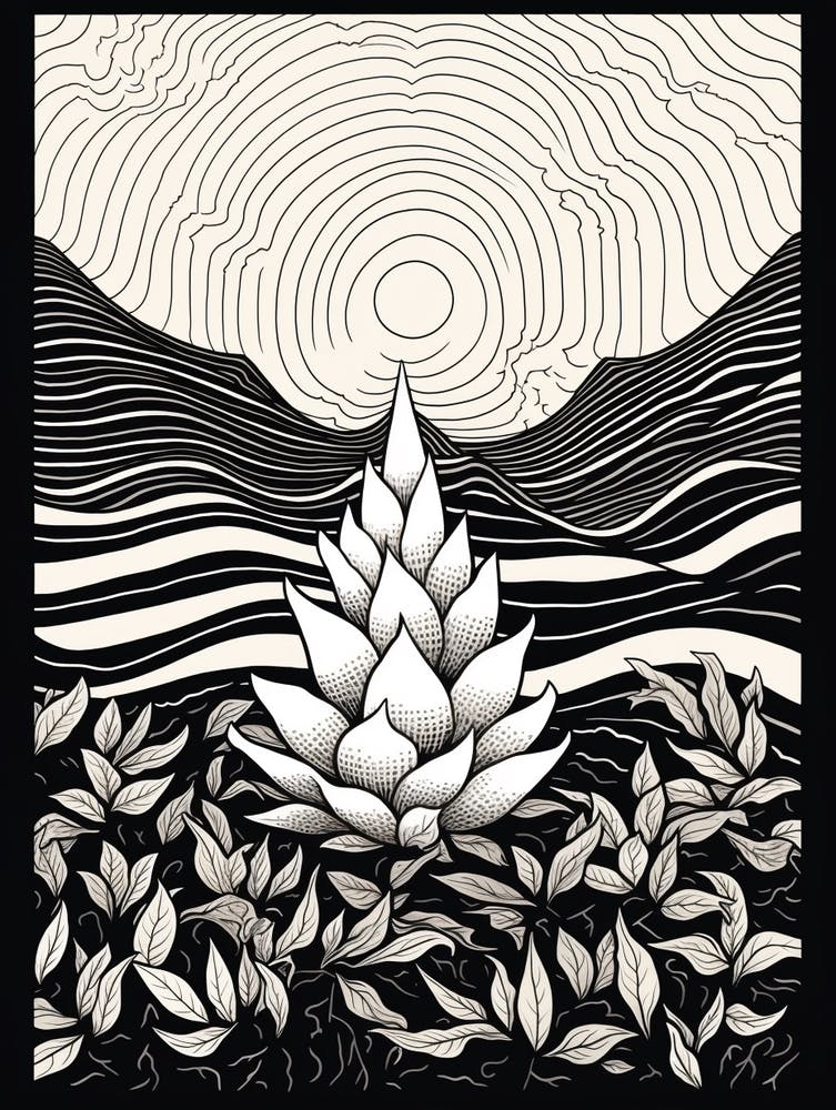 B&W Plant Illustration Haworthia