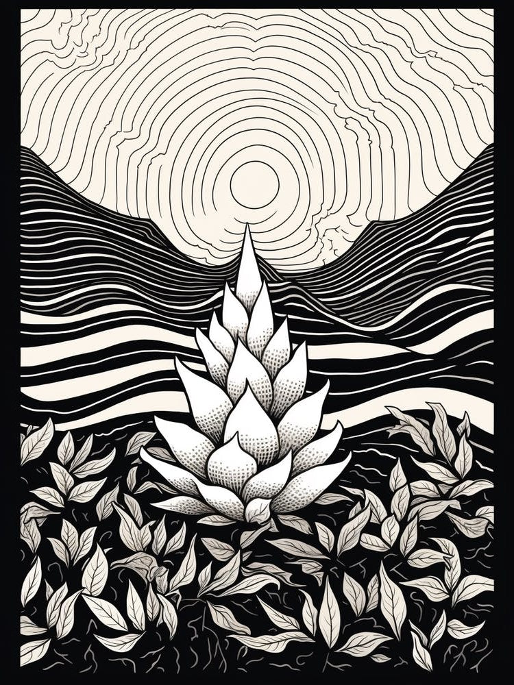 B&W Plant Illustration Haworthia