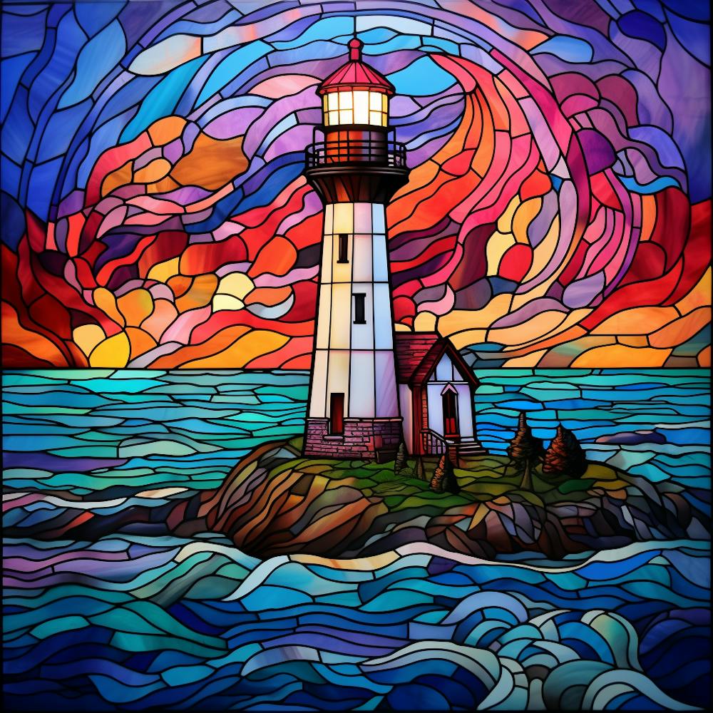 Maraclemente Stained Glass Lighthouse Vibrant Colors Beautiful 3
