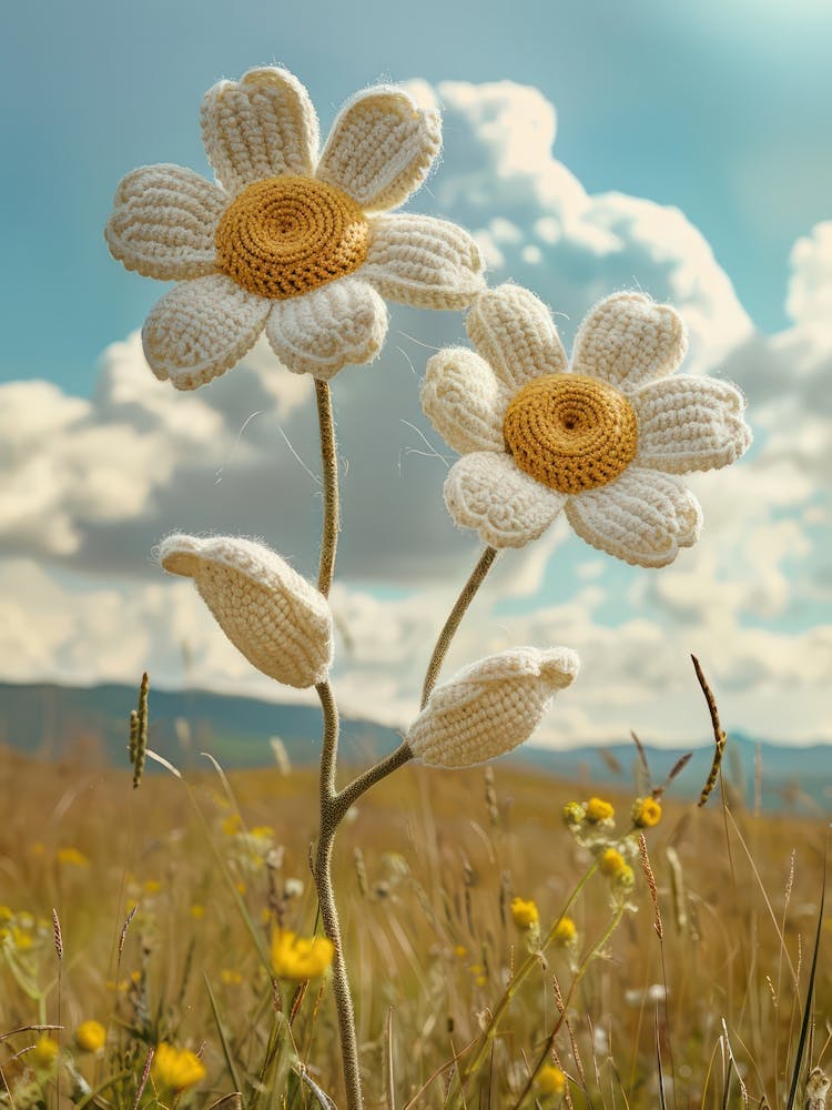 Double Daisy Knitted In Crochet 1