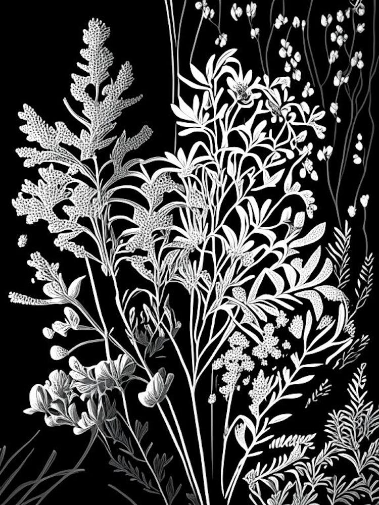 Wall Rue Wildflower Linocut 2