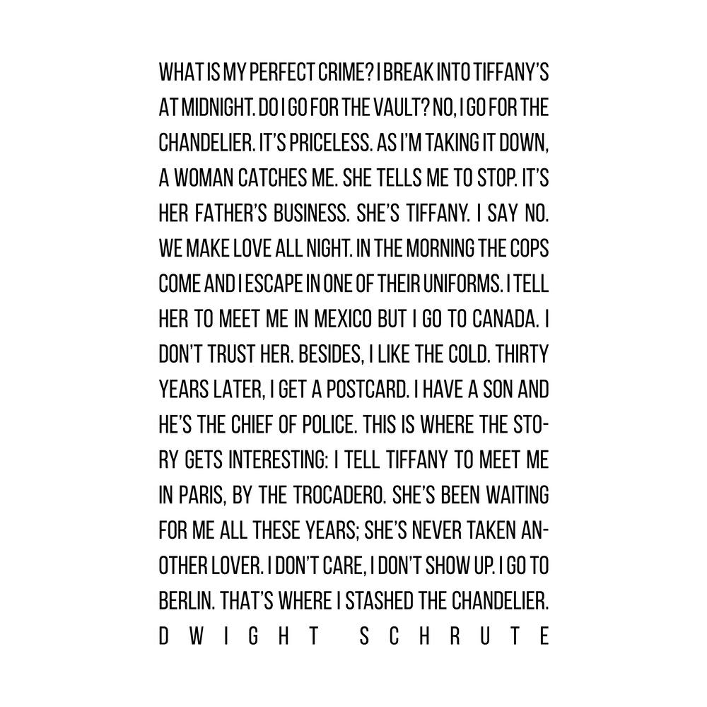 My Perfect Crime By Dwight Schrute The Office Square