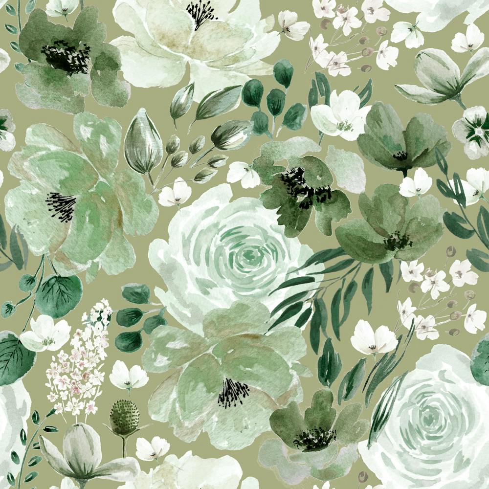 Floral Chaos Sage Green